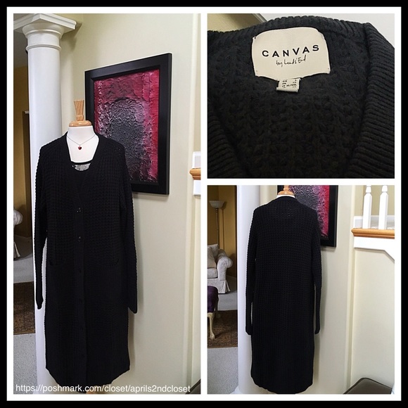 LANDS' END LONG CASHMERE BLEND CARDIGAN COAT - Picture 4 of 7